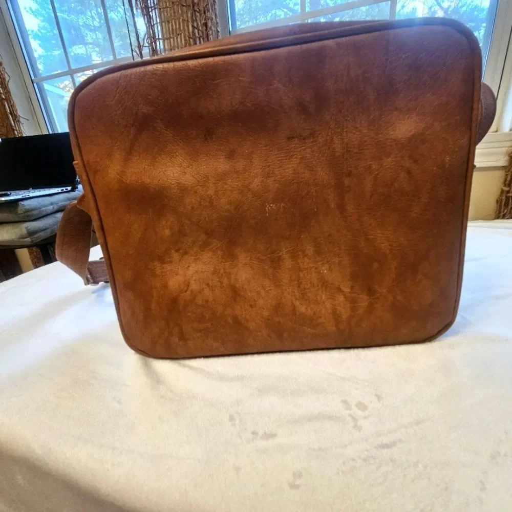 Samsonite Briefcase Messenger Travel Carry On Bag Brown Zipper Vintage